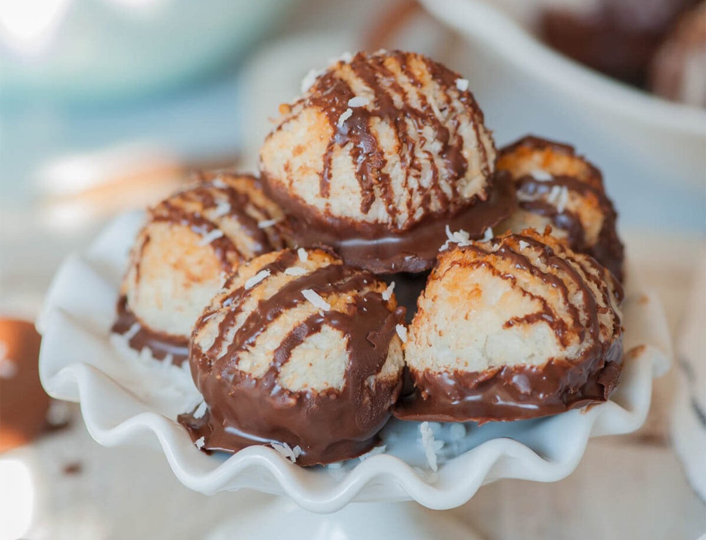 Chocolate dipped coconout macaroons